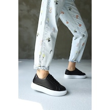 Julia Siyah Hakiki Deri Kadın Sneaker-Siyah