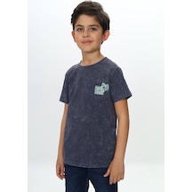 Toontoy Kids Toontoy Erkek Çocuk Yıkamalı Göğsü Baskılı Tişört Çok Renkli
