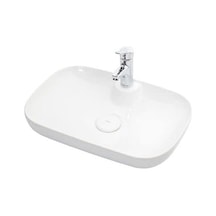 TEZGAH ÜSTÜ LAVABO 60X40 CM BATARYA DELİKLİ BEYAZ