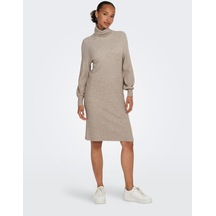 Only Onlsasha L/s Rollneck Dress Knt Noos Kadın Kahverengi Elbise - 15309197 Kahverengi