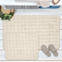 Soft Artos 2'li Banyo Paspası - Beyaz - 60x100 Cm + 50x60 Cm Renkli