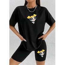 Tarzsokak Kadın Siyah Toparlayıcı Tayt Ve Tshirt Kombini Alt-üst Takım