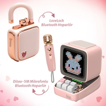 Divoom Ditoo-5m Karaoke Mikrofonlu Bluetooth Hoparlör Ve Ses Kayıt Özellikli Lovelock  Seti, P