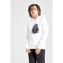 Tshirthane Darkside Baskılı Unisex Çocuk Kapüşonlu Beyaz Sweatshirt (529019039)