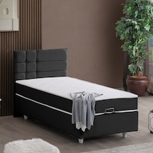 Almada Tek Kişilik Baza Başlık Letto Yatak Seti - Antrasit 120 x 200