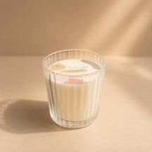 Tr Kokulu Mum - Şeffaf Cam Bardak Vanilya Kokulu Mum %100 Doğal Soya Mumu 210g, Vanilya Diğer