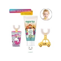 Mas Lord U Tipi Yeni Nesil Diş Fırçası Seti - Pembe Fırçalık + Sarı Araba 2-6 Yaş +Agarta Çocuk Diş Macunu