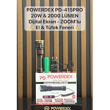 Powerdex Pd-415 Pro 20w-2000 Lümen Dijital Ekran-zoom'lu Profesyönel Avcı El-tufeg Feneri Siyah