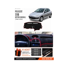 Peugeot 206 Büyük Ekranlı 1998-2009 Uyumlu Torpido Örtüsü, Torpido Kılıfı - Siyah-kırmızı - Pe002