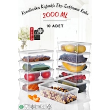 Nandy Home Kendinden Kapaklı Derin Dondurucuya Uygun Saklama Kabı 10 Adet 2 L Şeffaf
