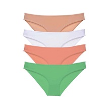 4 Adet Süper Eko Set Likralı Kadın Slip Külot Ten Beyaz Pudra Yeşil Çok Renkli