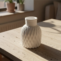 10cm Dalgalı Vazo - Desenli Çizgili Pampas Vazosu & Kalemlik - Premium Çok Renkli