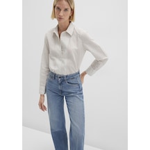 Mavi - Çizgili Ekru Gömlek 1211353-91345 Ekru