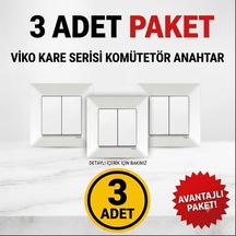 Viko Karre Serisi İkili Elektrik Anahtarı Komütatör Beyaz - 3'lü Set - Çerçeveli