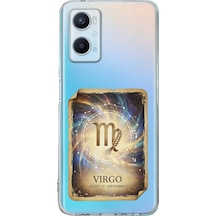 Oppo A96 İle Uyumlu Burç Kartları Başak Tasarımlı Şeffaf Silikon Kılıf Şeffaf