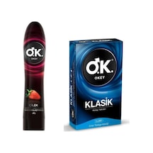 Okey Klasik Prezervatif 10 Adet + Çilek Kayganlastırıcı Jel 100 ML