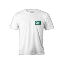Squid Game - 001 Göğüs Logo Beyaz Erkek Tshirt