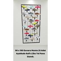 90x190 Duvara Monte 25 Adet Ayakkabı Raflı Lüks Tel Pano Standı Siyah 90x190 Duvara Monte 25 Adet Ayakkabı Raflı Lüks Tel Pano Standı Siyah