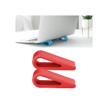 2 Adet Basit Dizüstü Bilgisayar Braketi Ayarlanabilir Yükseklik Isı Dağılımı Taban Ped Tutucu Artırmak Red