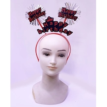 Happy Birthday Yazılı Püsküllü Neon Kırmızı Renk Doğum Günü Tacı 22x19 Cm Çocuk