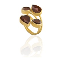 Kadir Jewellery 22 Ayar Altın Kaplama Zirkon Taşlı Kadın Vintage Yüzük Kahverengi 75404358