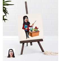 Kişiye Özel Bayan Öğretmen Karikatürlü Şovaleli Doğal Taş-7