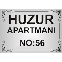 Apartman İsim Tabelası  Model1 Aliminyum AYNALI Gümüş  Metal Levha