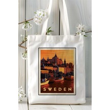 Art Hediye Sweden İsveç Baskılı Bez Çanta Omuz Çantası Kişiye Özel Desen Çok Renkli