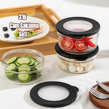 Porsima 4380 Flat 3 Lü Cam Çok Amaçlı Saklama Kabı