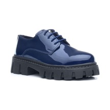 Rakerplus Lacivert Rugan Bağcıklı Kız Çocuk Oxford Okul Ayakkabı Lacivert