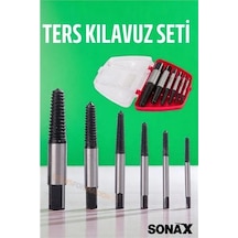 Mey İthalat Ters Kılavuz 6 Lı Set Saf Çelik Kırık Civata Vida Sökücü Kırılmış Vida Civata Sökme Aparatı