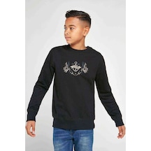 Tshirthane Tatto Estd 1986 Sea Baskılı Unisex Çocuk Siyah Sweatshirt