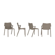 4 Lü Sandalye - Bahçe Sandalyesi, Balkon Sandalyesi, Kafe Sandalyesi , Cafe , Restoran, Mutfak Kahverengi