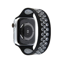 Ugr02 Apple Uyumlu Watch  38mm Ayarlı Delikli Silikon Kordon - Siyah-gri