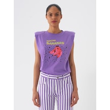 Xint Lila Pamuk Dokulu Regular Fit Tişört 602349