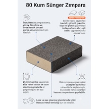 80 Kum Sünger Takoz Zımpara 100x75x25 Mm - Esnek Blok Hassas Yüzey, Leke/pas Çıkarma Ve Boya Öncesi Zımparası
