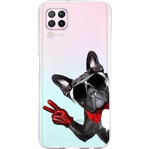Huawei P40 Lite İle Uyumlu 1mm Slim Fit Köpek 2 050e Baskılı Şeffaf Kılıf