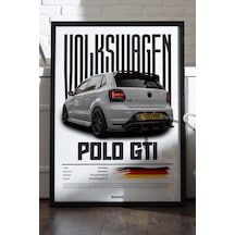 Volkswagen Polo Gtı Araba Siyah Ahşap Çerçeveli Poster, Dekoratif Duvar Tablosu