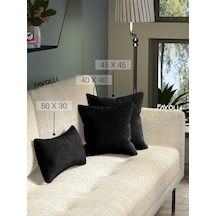 Kadife Dokulu Siyah Renk Kırlent Kılıfı Dream Serisi Punch Için Uygun Gizli Fermuar Siyah