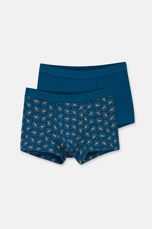 Dagi Erkek Koyu Mavi 2'li Desenli Pamuk Boxer- 5210k
