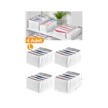 4 Adet - Large 8 Bölmeli Çekmece Dolap Içi Akardiyon Beyaz 27 X 35 X 17 Kumaş Beyaz Diğer