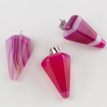 Ilkeshop Akik Pandül Doğaltaş Kolye Ucu-pembe Çok renkli