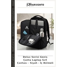 Marivento Delux Serisi Geniş Çanta Laptop Sırt Çantası - Siyah - İç Bölmeli