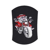 Dode Flora Club Erkek Pamuk Merry Christmas Motosikletli Noel Baba Desenli Yılbaşı Çorabı Siyah