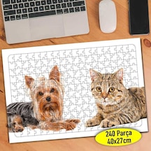 Sevimli Yüz Kedi Ve Köpek 240 Parça Puzzle Yapboz Tablo-04502549