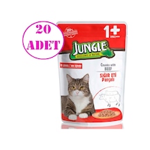 Jungle Biftekli Jelly Pouch Yetişkin Kedi Yaş Maması 20 x 100 G