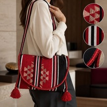Bk Gift El Yapımı Otantik Türk Kilim Omuz Çantası -11, Günlük, Kitap, Tablet, Plaj Ve Seyahat Çantası Çok Renkli