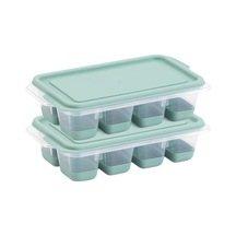 2li Mini Kapaklı Silikon Buzluk - Kolay Çıkarım, Güvenli İstifleme, Kompakt Tasarım, Kırılmaz, Gıdayla Uyumlu, Üst Üste Dizilebilir Pratik Buz Haznesi Yeşil