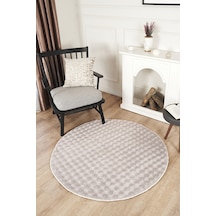 Bubble Pofuduk Yuvarlak Halı Yolluk Kaymaz Taban Yumuşak Peluş Modern Salon Oda Dekor Şık Tasarım Gri