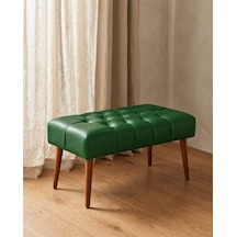 Yeşil Deri Bank Bench Oturma Pufu Modern Salon Antre Puf Ayakkabılık Önü Koltuk 45x90
